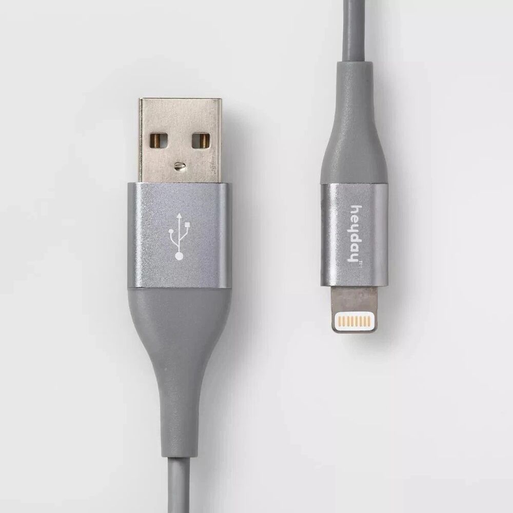 NEW - CASE OF 12 Heyday Charging Cable lighting to USB-A Gray 6ft